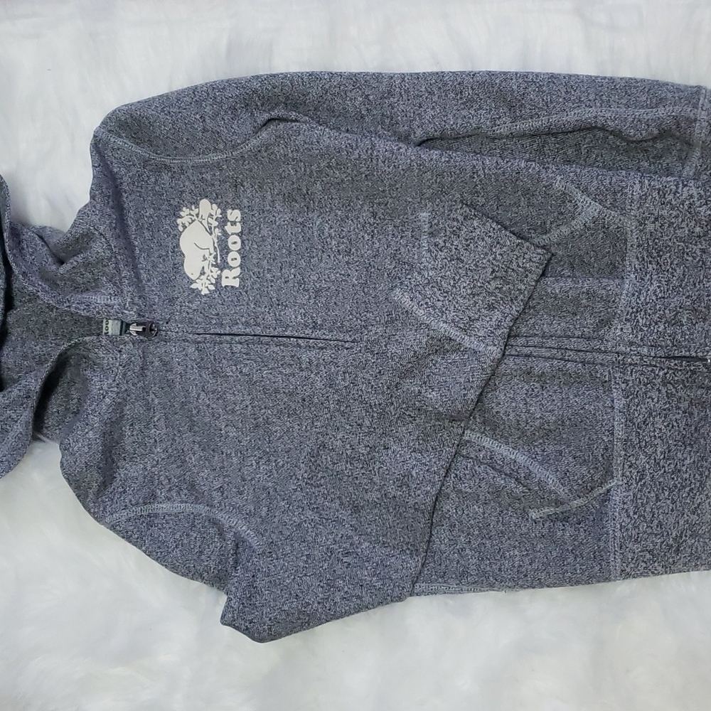 Charcoal grey Roots kids zip up hoodie